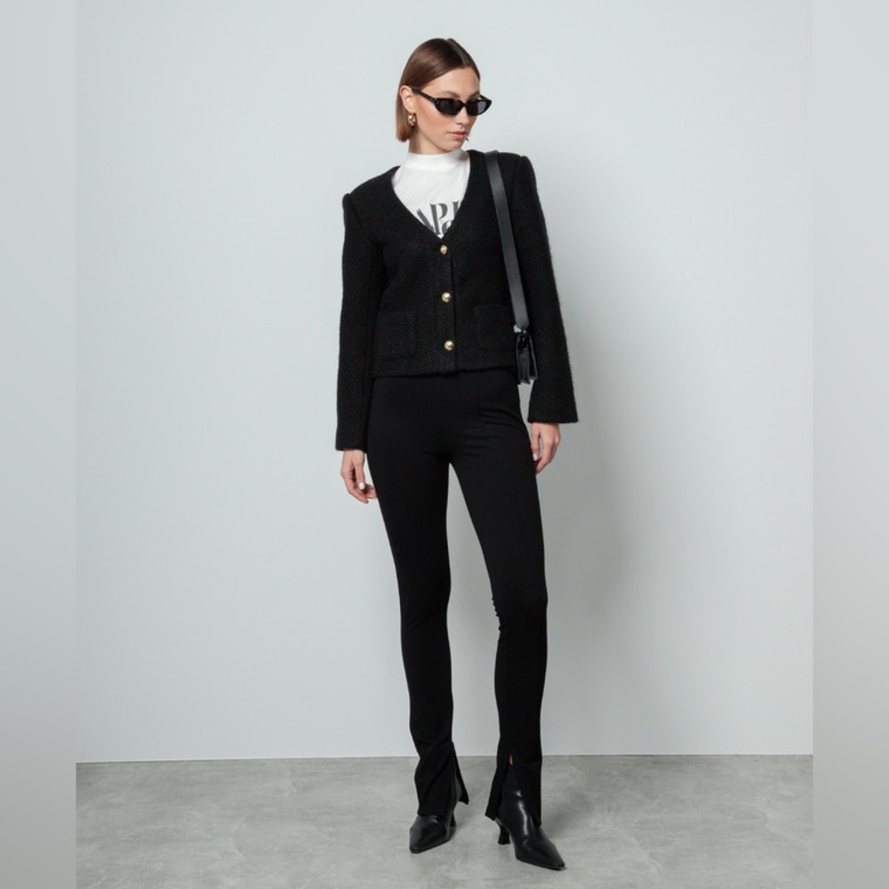Anine Bing Anitta Jacket Black Tweed Jacket with Gold Buttons - Picture 8 of 16